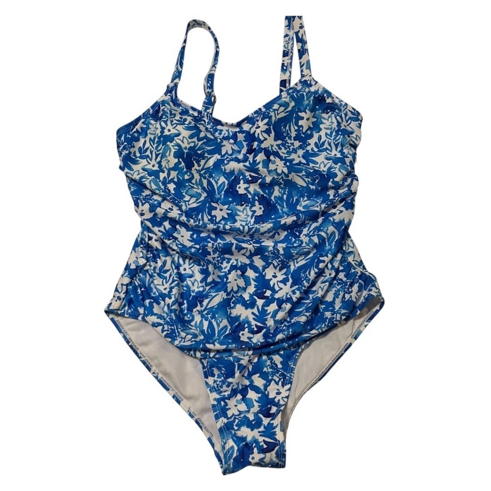 Nicole Miller Women's One Piece Swimsuit Ditzy Floral Ruched Tummy Control NWT - Picture 2 of 6